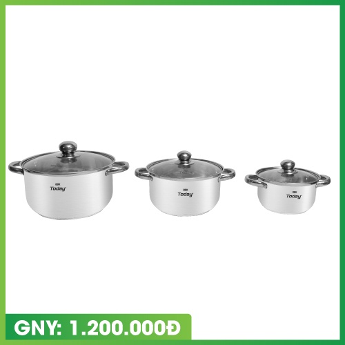 BỘ 3 NỒI INOX ĐÁY TỪ 5 ĐÁY TODAY BN81